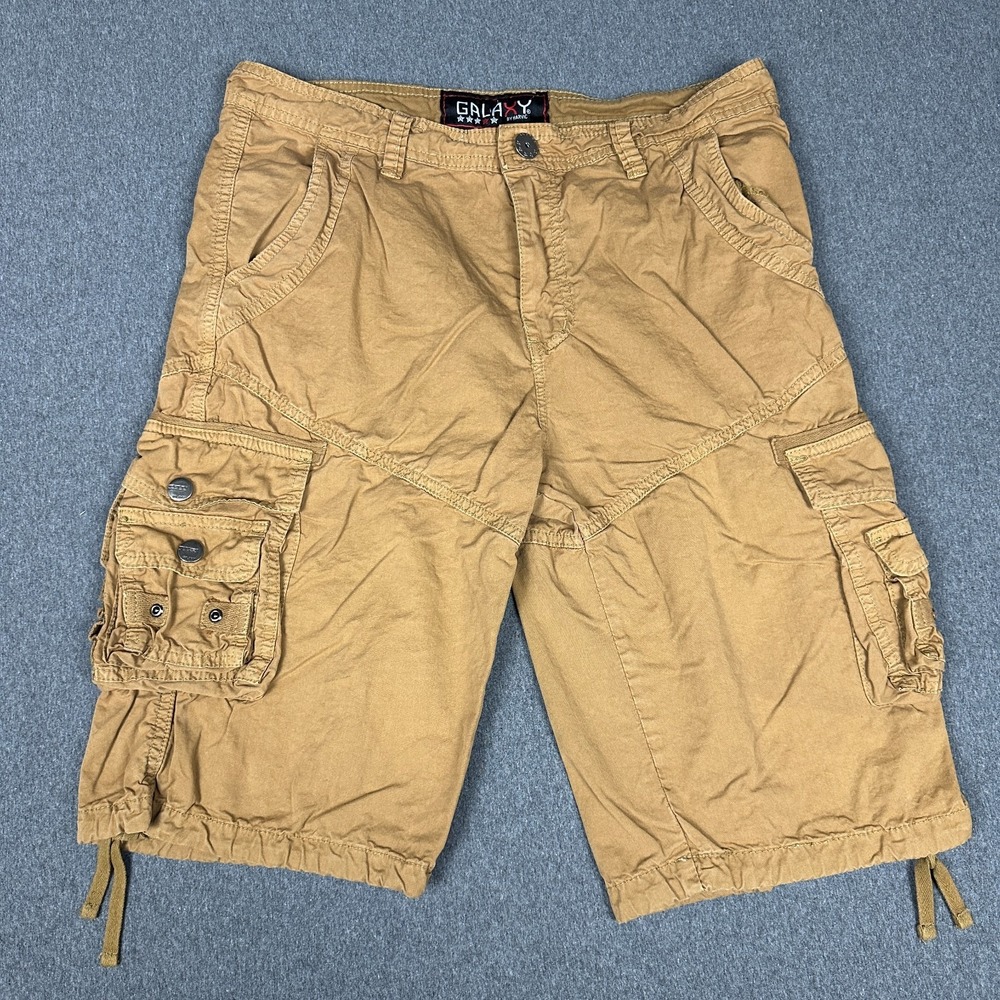 Galaxy By Harvic Cargo Shorts Mens 30 Khaki Tan Multi-Pocket Cotton Streetwear